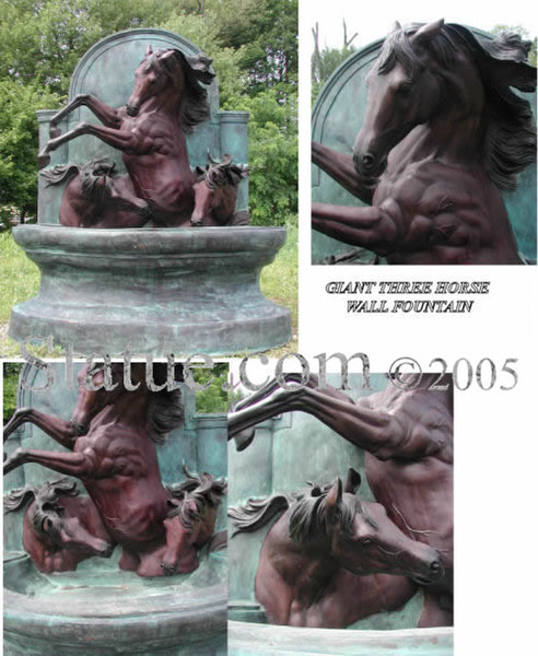 Estate sized three horse wall fountain - Huge Outdoor centerpiece